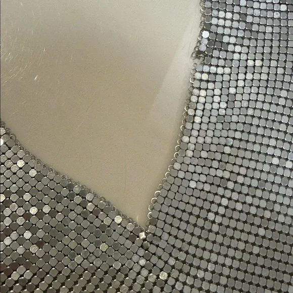 A silver-toned chainmail mesh scarf bib necklace. VTG - Picture 14 of 16